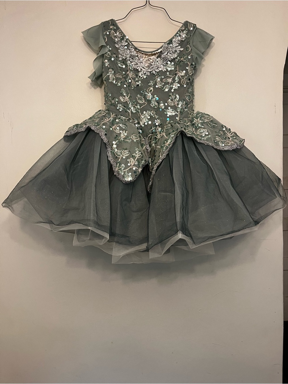 Weissman Girls XLC Sage Green Sequin Ballet Tutu Dance Costume Snowflake